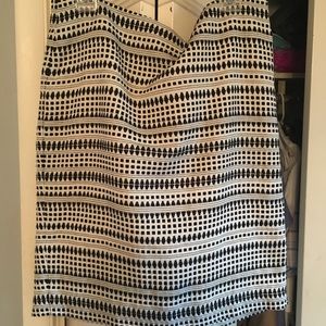 LOFT Embroidered Black and White Skirt